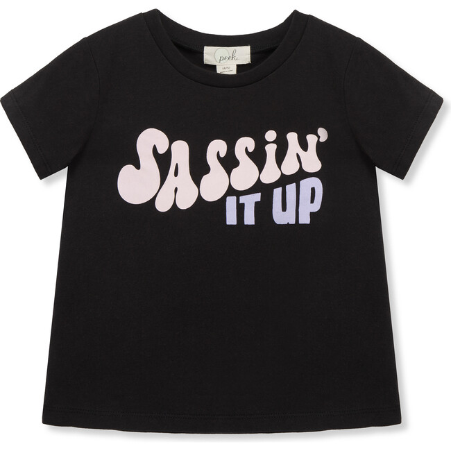 Sassin It Up Print Crew Neck Short Sleeve T-Shirt, Black