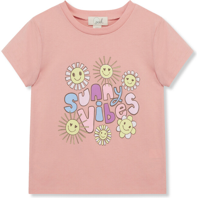 Sunny Vibes Graphic Crew Neck Short Sleeve T-Shirt, Rose