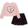 Sequin Hearts Skirt Set, Pink - Mixed Apparel Set - 1 - thumbnail