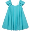 Sequin Bow Ruched Sleeve Bubble Dress, Teal - Dresses - 2