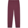 Ribbed Elastic Waist Legging, Burgundy - Leggings - 1 - thumbnail