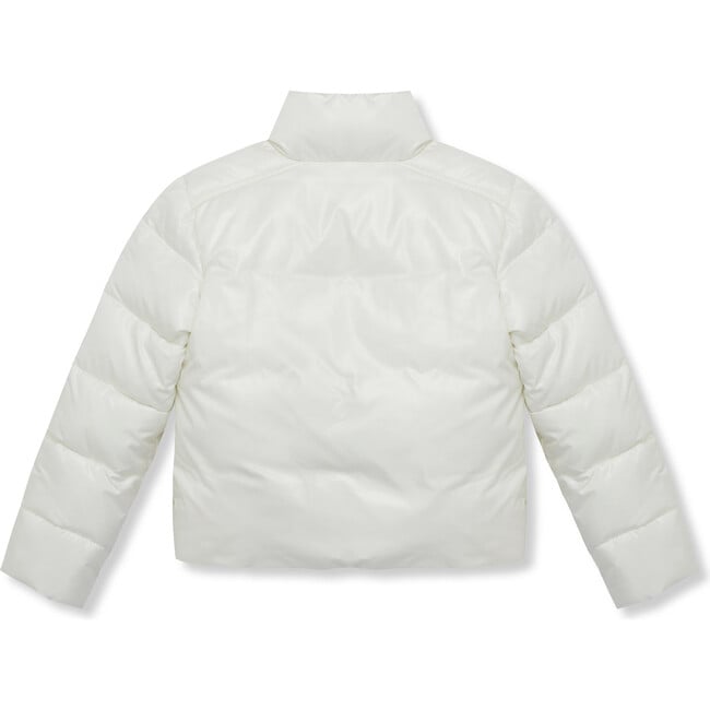 Sequin Butterfly High Collar Zip-Up Puffer Jacket, White - Jackets - 2