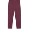 Ribbed Elastic Waist Legging, Burgundy - Leggings - 2