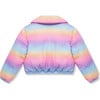 Plush Knit Peter Pan Collar Zip-Up Puffer Jacket, Rainbow - Jackets - 2