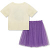 Happy Flower Knit Sweater & Tutu Skirt Set, Purple - Mixed Apparel Set - 2