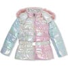 Color-Block Metallic High Collar Zip-Up Puffer Jacket, Multicolors - Jackets - 1 - thumbnail