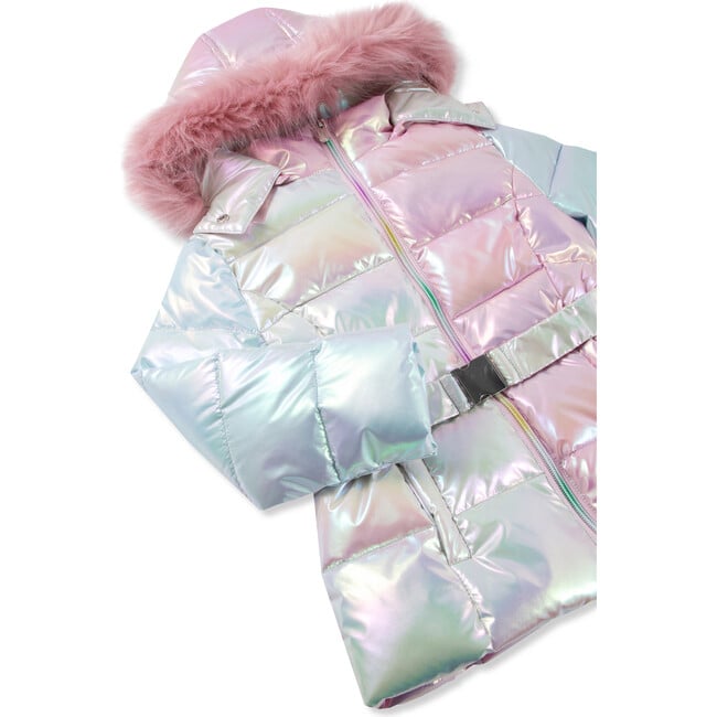 Color-Block Metallic High Collar Zip-Up Puffer Jacket, Multicolors - Jackets - 3