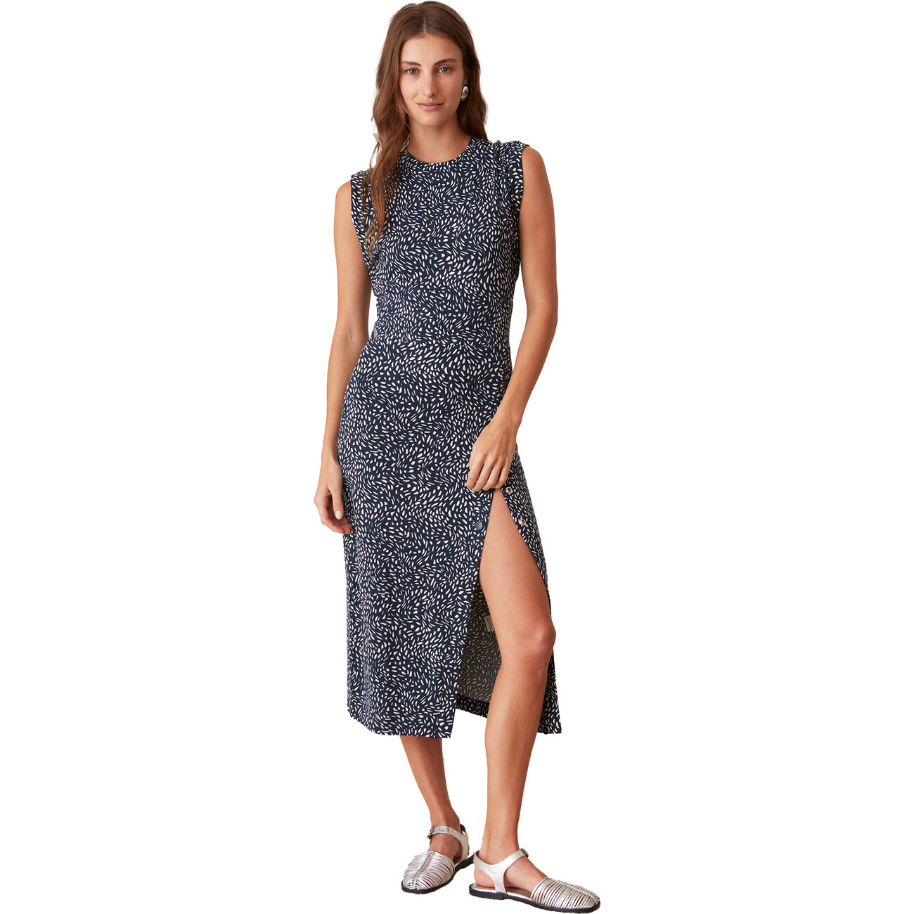 美品　On court dress S サイズ Women's Printed Chiara Dress, Seine Dot - Grey State Apparel