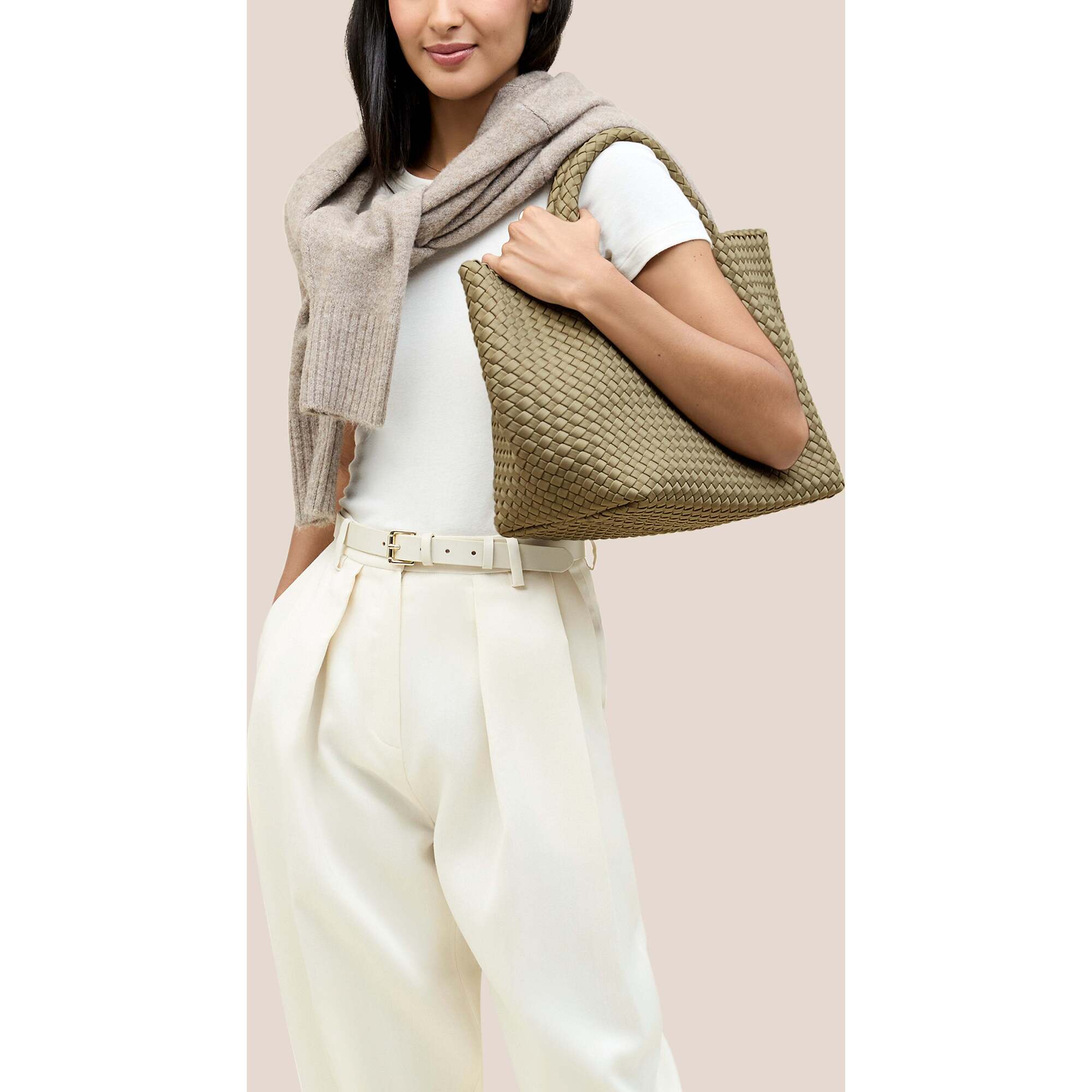 Women's St. Barths Medium Handwoven Tote, Stone - OS