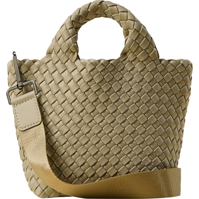 Women's St. Barths Hand-Woven Neoprene Crossbody Strap Petit Tote, Stone