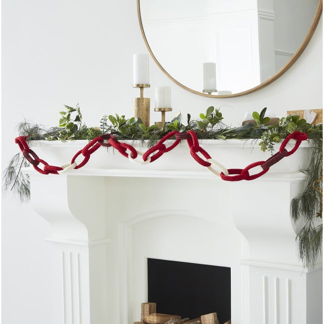 Hand Felted Loop Garland,  Red/Maroon/Cream - Garlands - 3