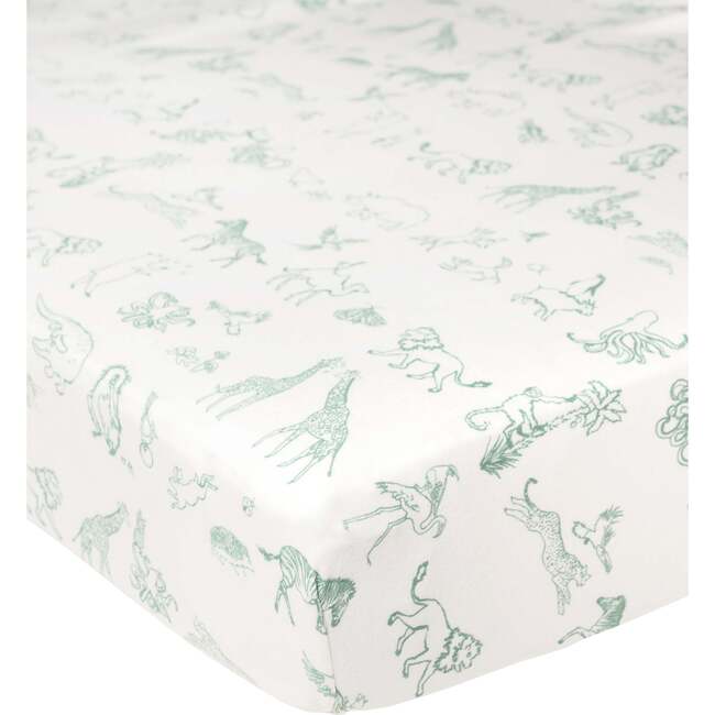 Crib Sheet, Seafoam Animal Parade