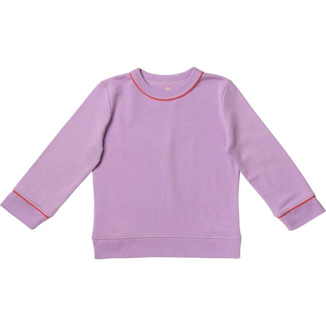 Remy Contrast Pipe Crew Neck Long Sleeve Sweatshirt, Lavender