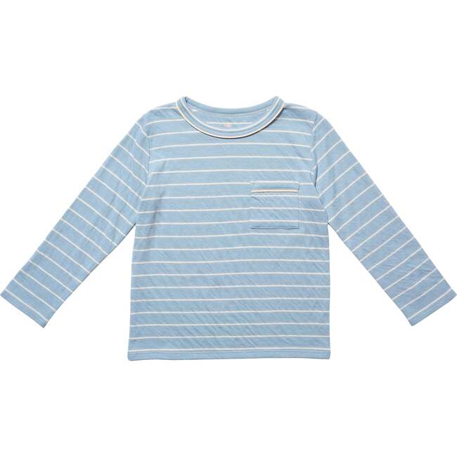 Edward T-Shirt, Dusty Blue Fine Stripe