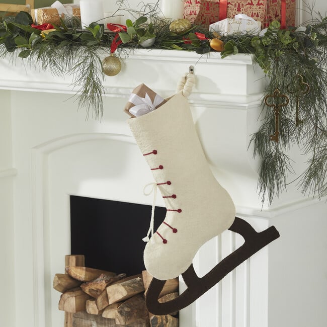 Ice Skate Christmas Stocking, White - Stockings - 2