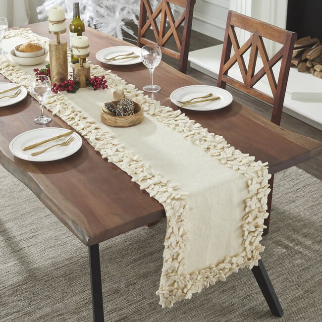 Wool Table Runner Border, Cream - Accents - 3