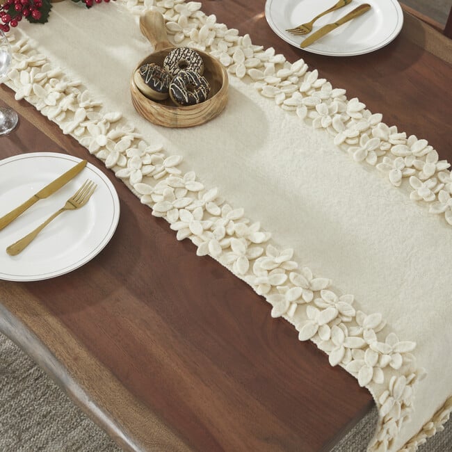 Wool Table Runner Border, Cream - Accents - 4