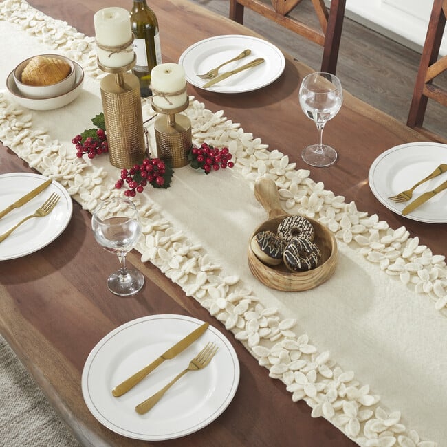 Wool Table Runner Border, Cream - Accents - 5