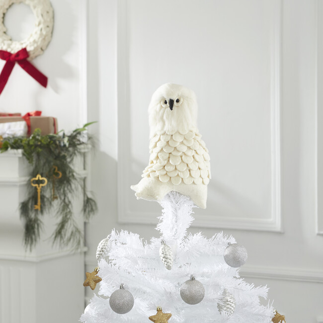 Handmade Wool Christmas Tree Topper, Snowy Owl - Tree Toppers - 2