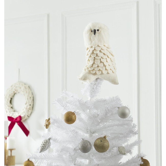 Handmade Wool Christmas Tree Topper, Snowy Owl - Tree Toppers - 4