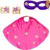 Superhero Star Cape + Mask + Cuffs Set, Pink - Costumes - 1 - thumbnail