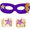 Superhero Star Cape + Mask + Cuffs Set, Purple - Costumes - 7