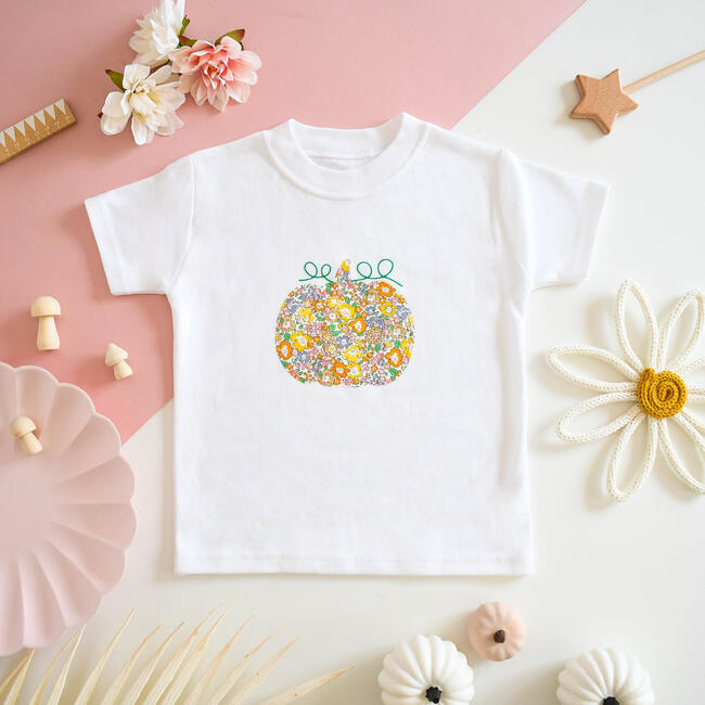 Liberty of London Childrens Pumpkin Short Sleeve T-Shirt, White - T-Shirts - 5