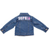 Custom Embroidered Washed Denim Jacket, Deep Blue & Pink Ombre - Jackets - 2