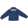 Custom Embroidered Washed Denim Jacket, Deep Blue & Rainbow - Jackets - 4