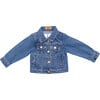 Custom Embroidered Washed Denim Jacket, Deep Blue & Rainbow - Jackets - 2