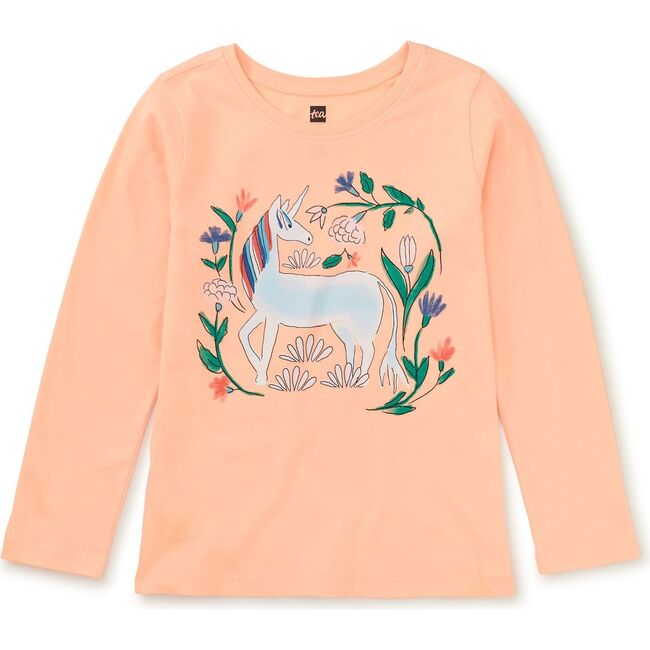 Unicorn Garden Graphic Tee, Salmon