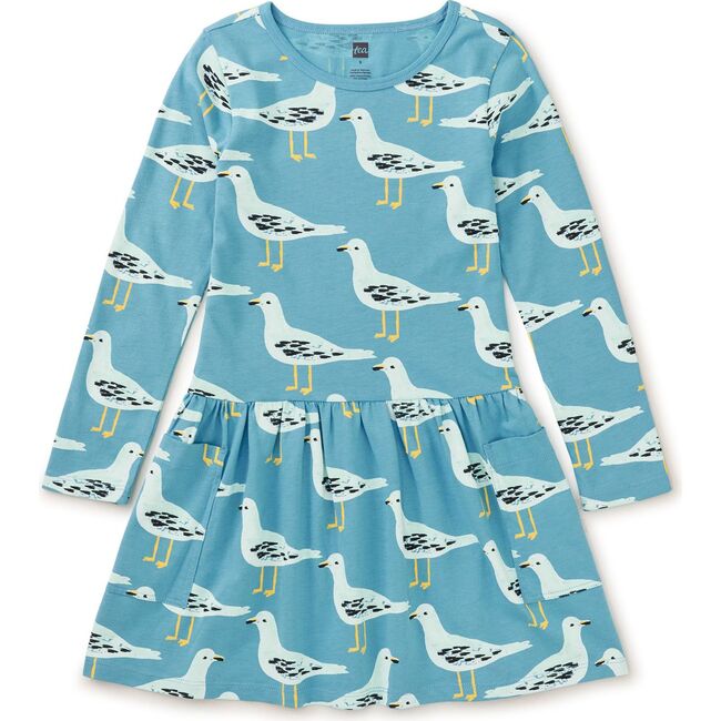 Long Sleeve Pocket Dress, Squabble of Seagulls