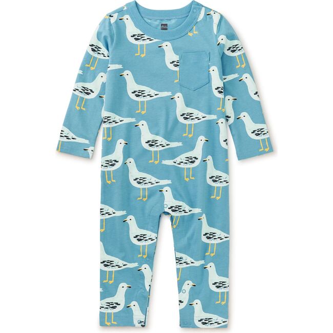 Long Sleeve Pocket Baby Romper, Squabble of Seagulls