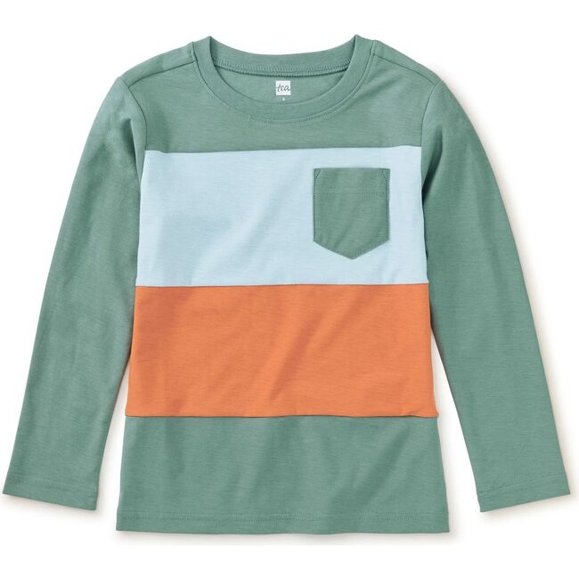 Long Sleeve Colorblock Pocket, Sea