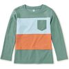 Long Sleeve Colorblock Pocket, Sea - Shirts - 1 - thumbnail