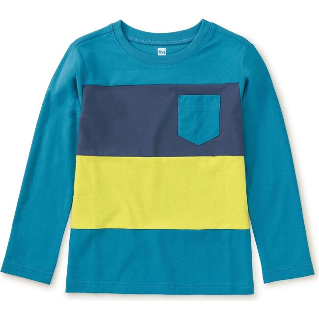 Long Sleeve Colorblock Pocket, Nordic Blue