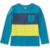 Long Sleeve Colorblock Pocket, Nordic Blue - Shirts - 1 - thumbnail