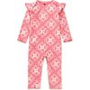 Ruffle Shoulder Baby Romper, Geometric Floral Tile - Rompers - 1 - thumbnail