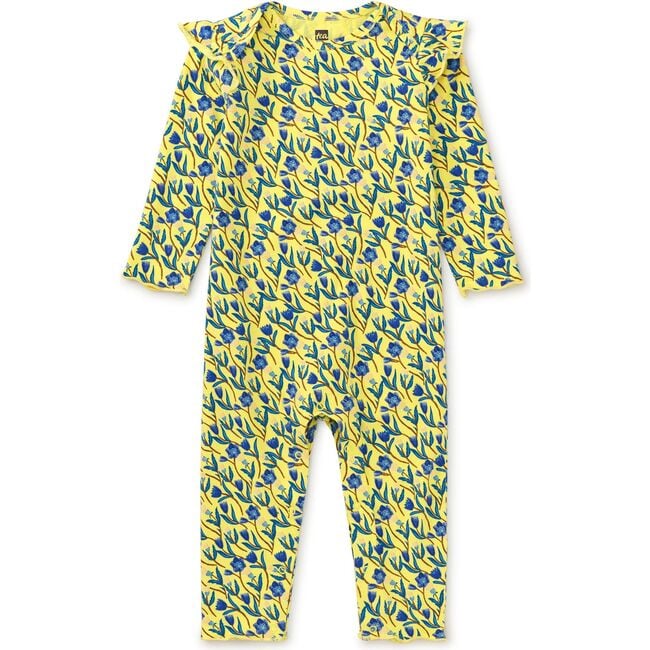 Ruffle Shoulder Baby Romper, Iznik Floral - Rompers - 2