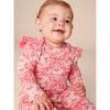 Ruffle Shoulder Baby Romper, Geometric Floral Tile - Rompers - 4