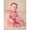 Ruffle Shoulder Baby Romper, Geometric Floral Tile - Rompers - 5