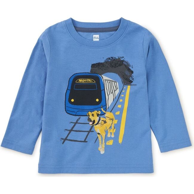 Boji & Train Graphic Tee, Blue Yarrow - T-Shirts - 3