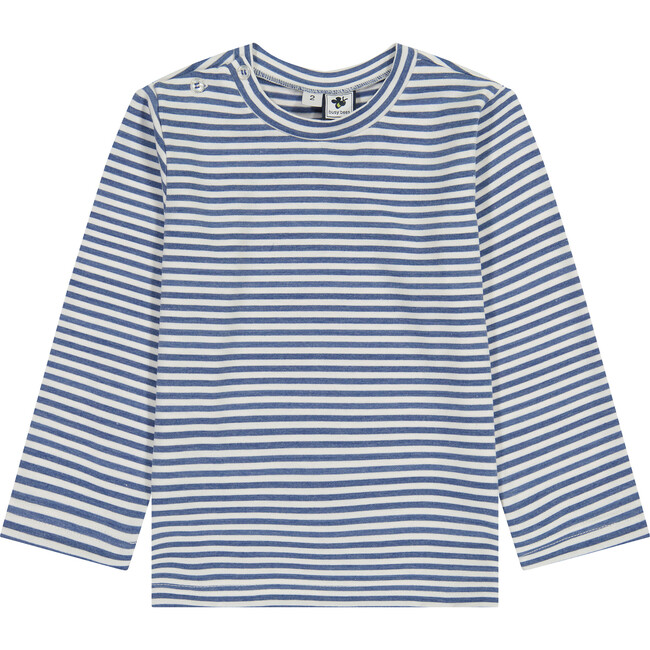 Boy's Striped Long Sleeve Polo Shirt, Blue