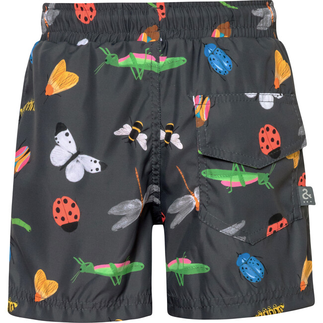 Insects Print Elastic Waist Drawstring Swimshorts, Grey - Swim Trunks - 3