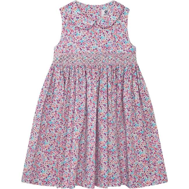 Hand-Smocked Dress Paris, pink and purple floral