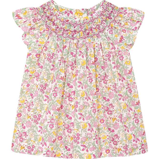 Girls Smocked Blouse Norah, white, pink, yellow