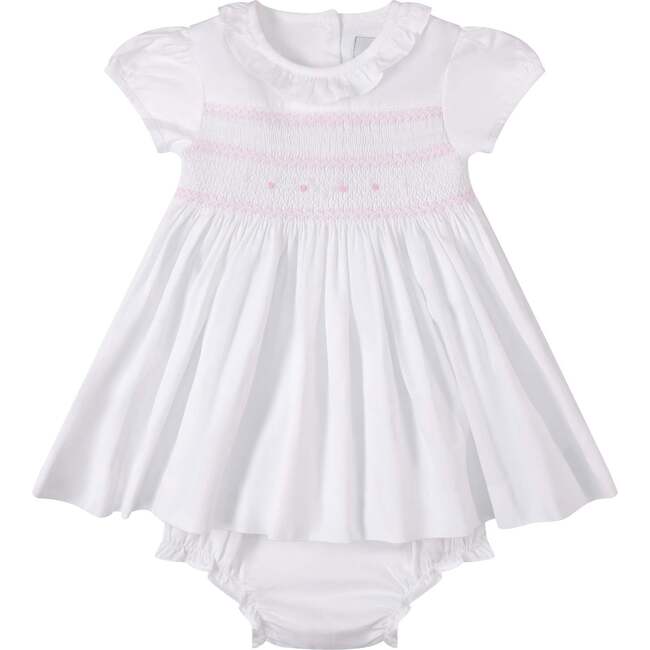 Hand-Smocked Baby Dress Willow, white