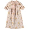 Exquise Giverny Floral Print Gathered Neck Balloon Sleeve Nightdress, Peach - Dresses - 1 - thumbnail