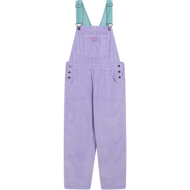 Vickie Corduroy Front Pocket Long Overalls, Lilac & Blue