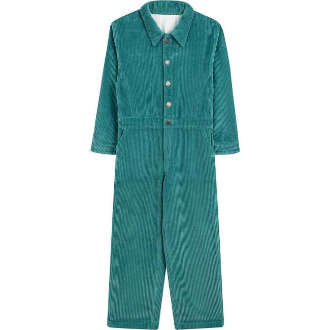 Women's Selena Long Sleeve Button-Down Jumpsuit, Turquoise - Jumpsuits - 1